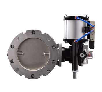 particolare valvole farfalla a movimentazione pneumatica